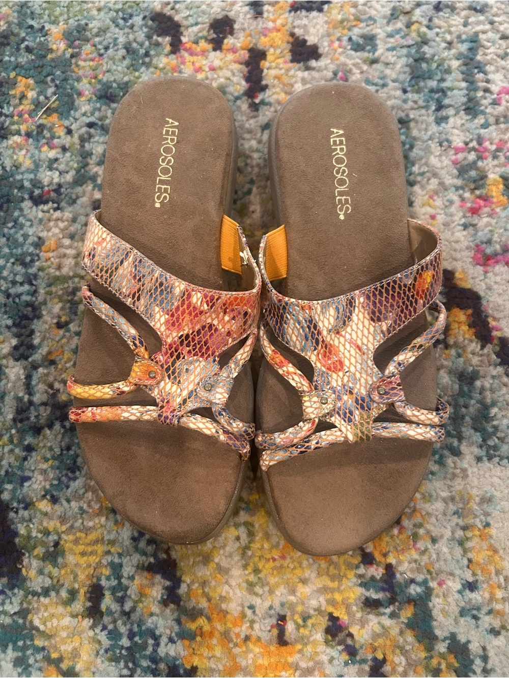 Aerosoles Wip Away multicolor Snake-Print Slide Sandals - 9